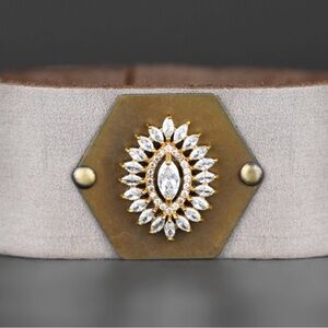 Midsize Leather Cuff with Deluxe Crystal